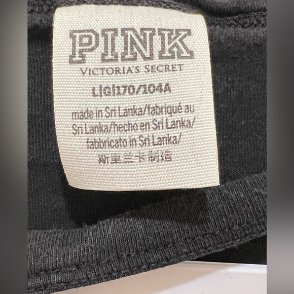 PINK Victoria’s Secret Large short sleeve strappy black & white Logo T-shirt - Picture 3 of 4